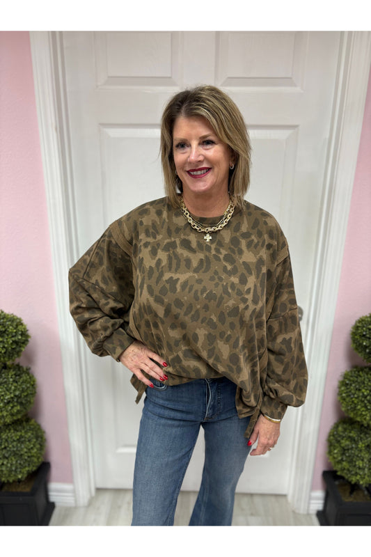 Animal Print Oversized Sweatshirt