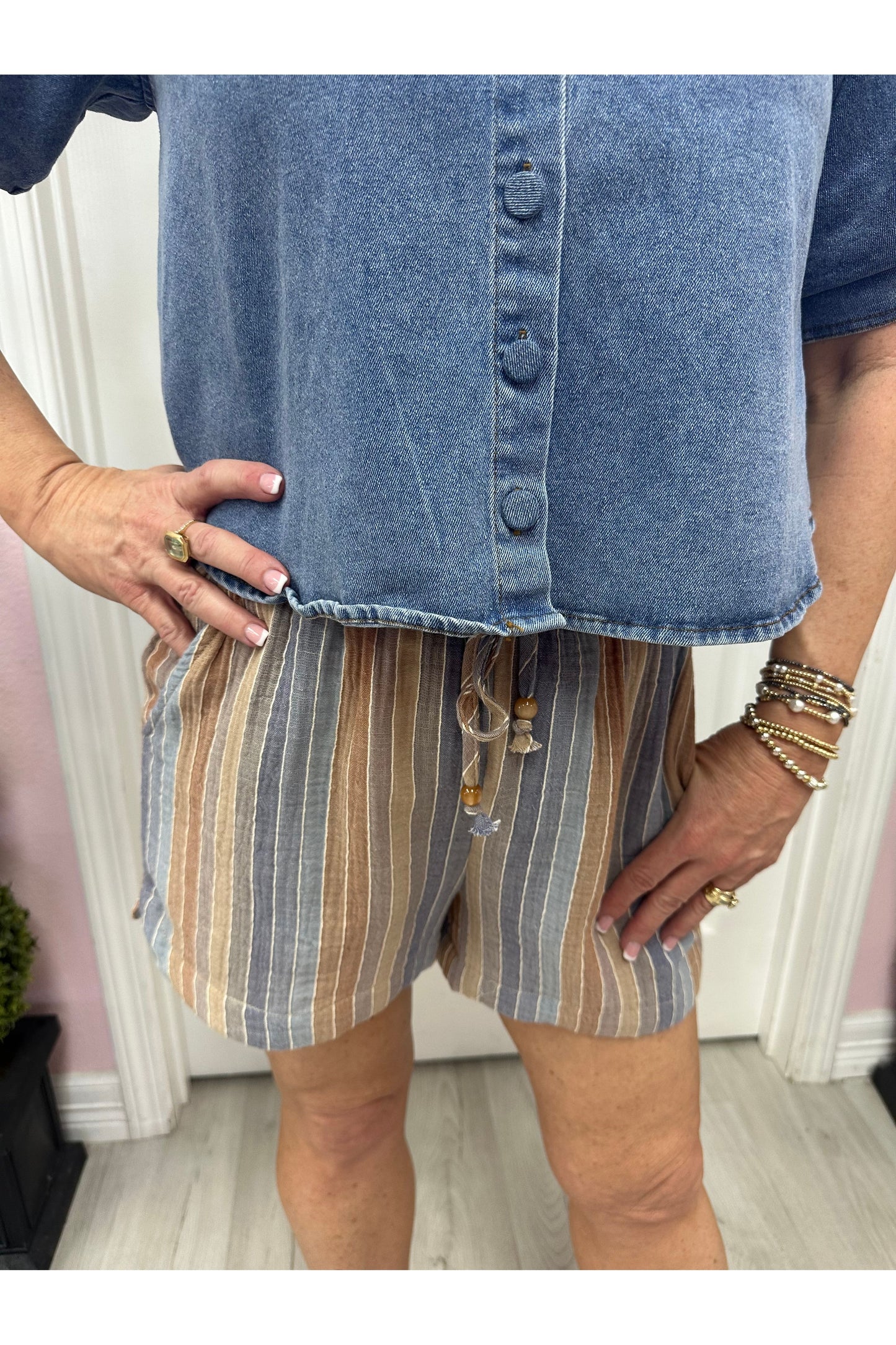 Cammie Multi-Color Striped Shorts