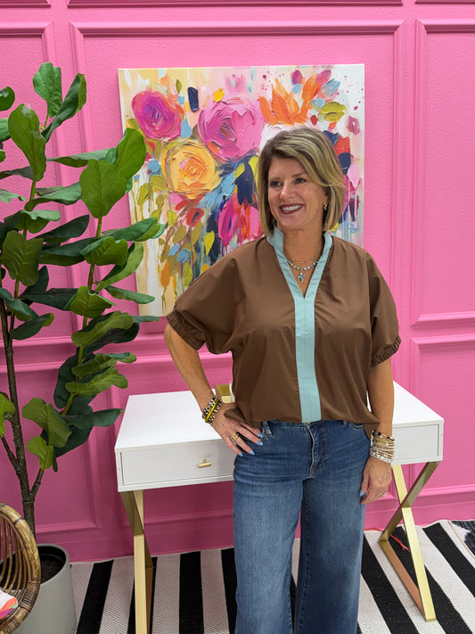 Christine Brown Dolman Sleeve Blouse