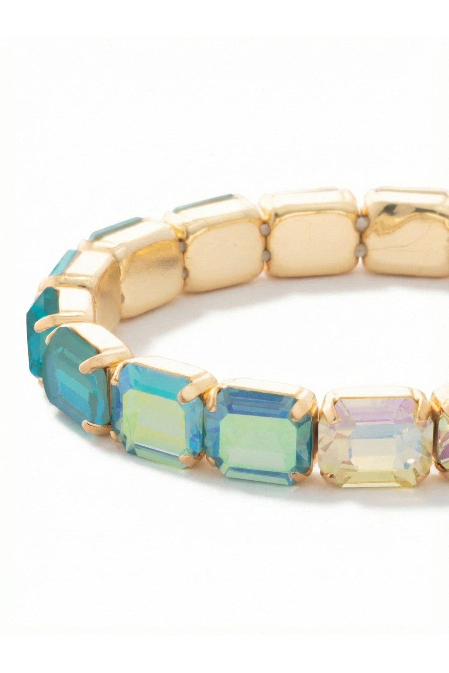 7 Inch Easton Emerald Cut Stretch Bracelet -Pastels