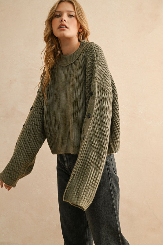 Olive Green Wide Neck Sweater