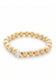 Clear Crystal & 10K Gold Plated Beaded Stretch Bracelet 7in