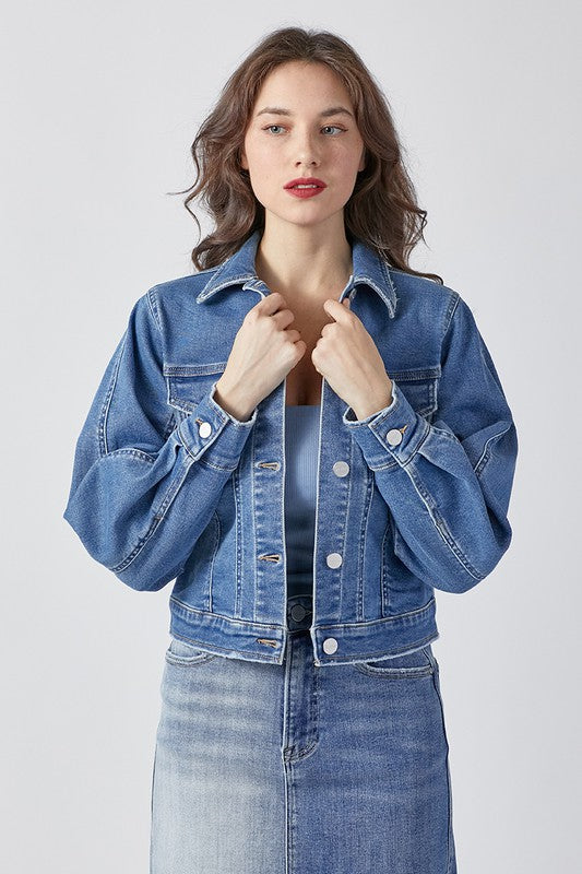 Balloon Sleeve Denim Jacket