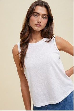 Cotton Rolled Up Sleeve Tank Top