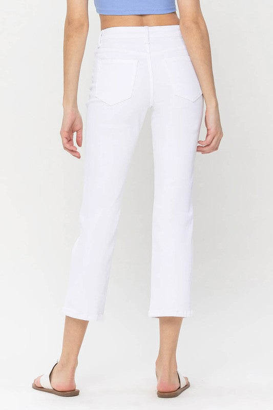 High Rise Crop Straight- White