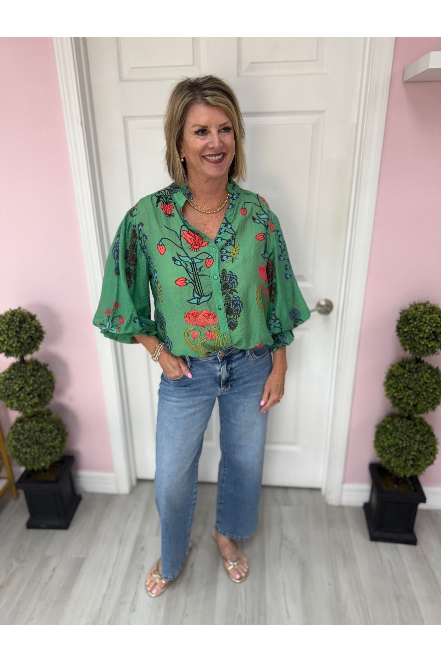 Autumn Floral Blouse- Preorder