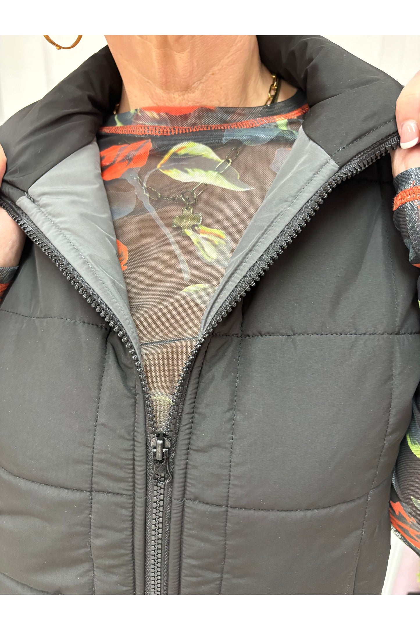 Black & Rose Mesh Top