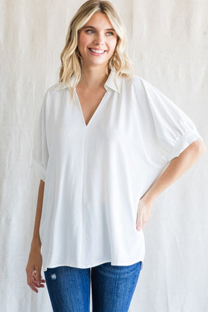 Solid Dolman Sleeves Blouse