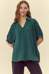 Solid Dolman Sleeves Blouse