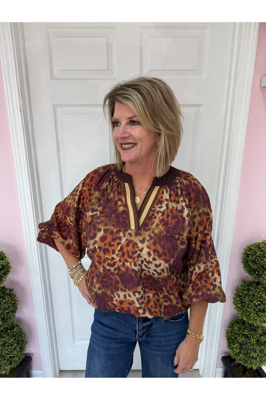 Latte Animal Print Top