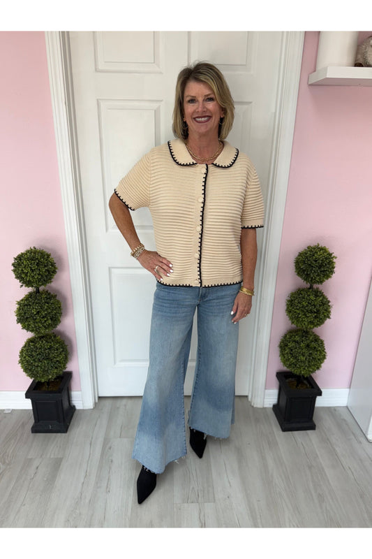 Camille Textured Knit S/S Sweater