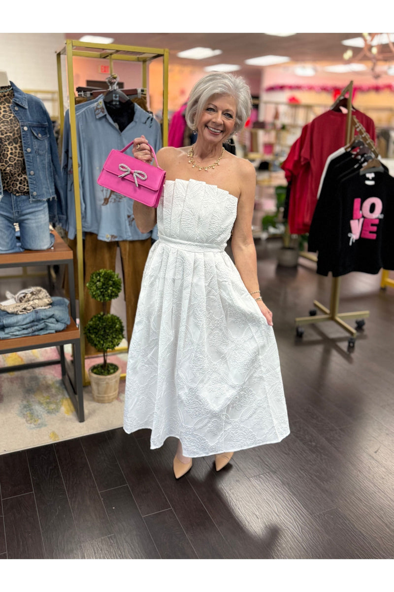 White Floral Embroidered Dress