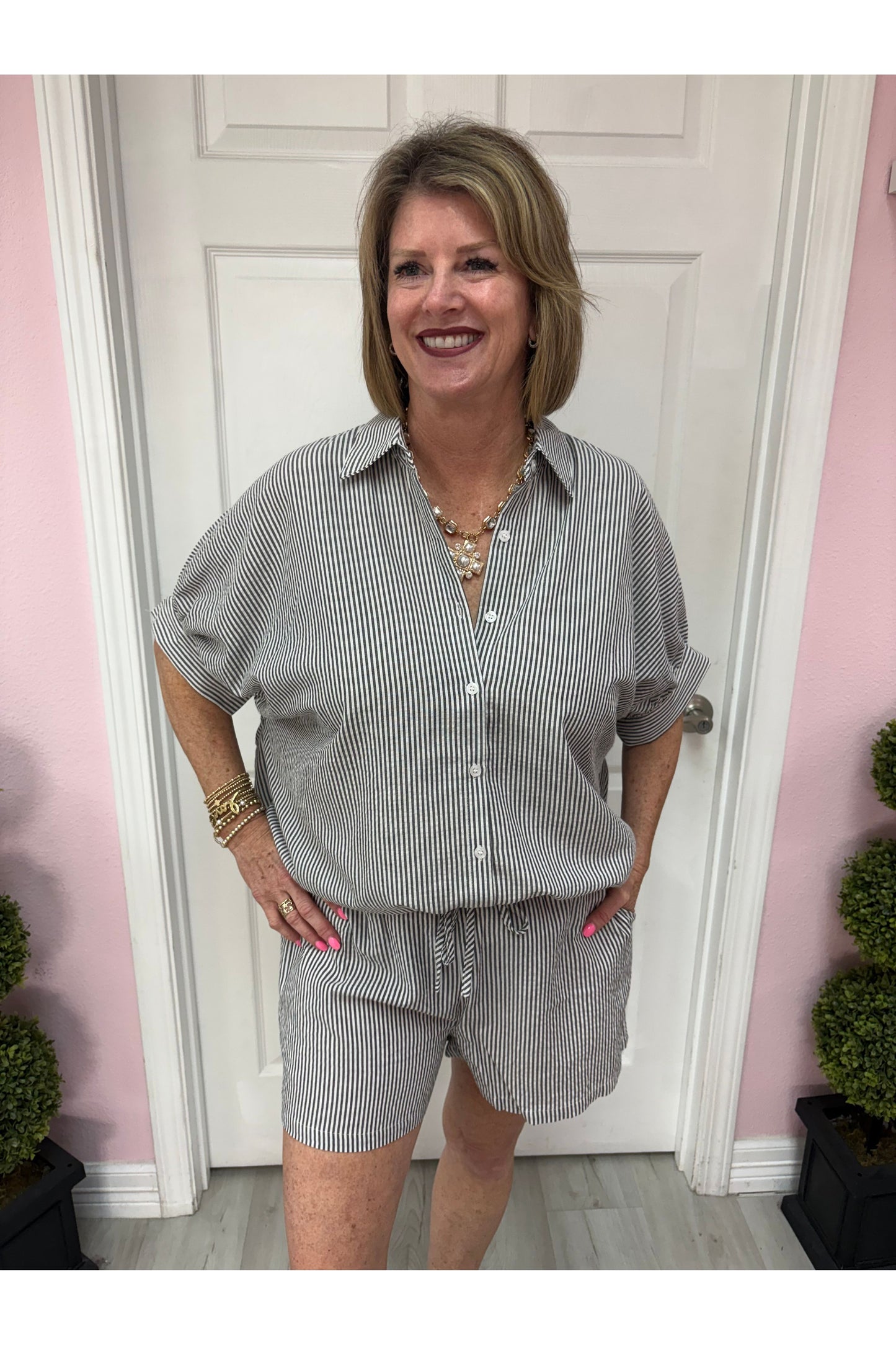 Evelyn Lightweight Striped Shorts