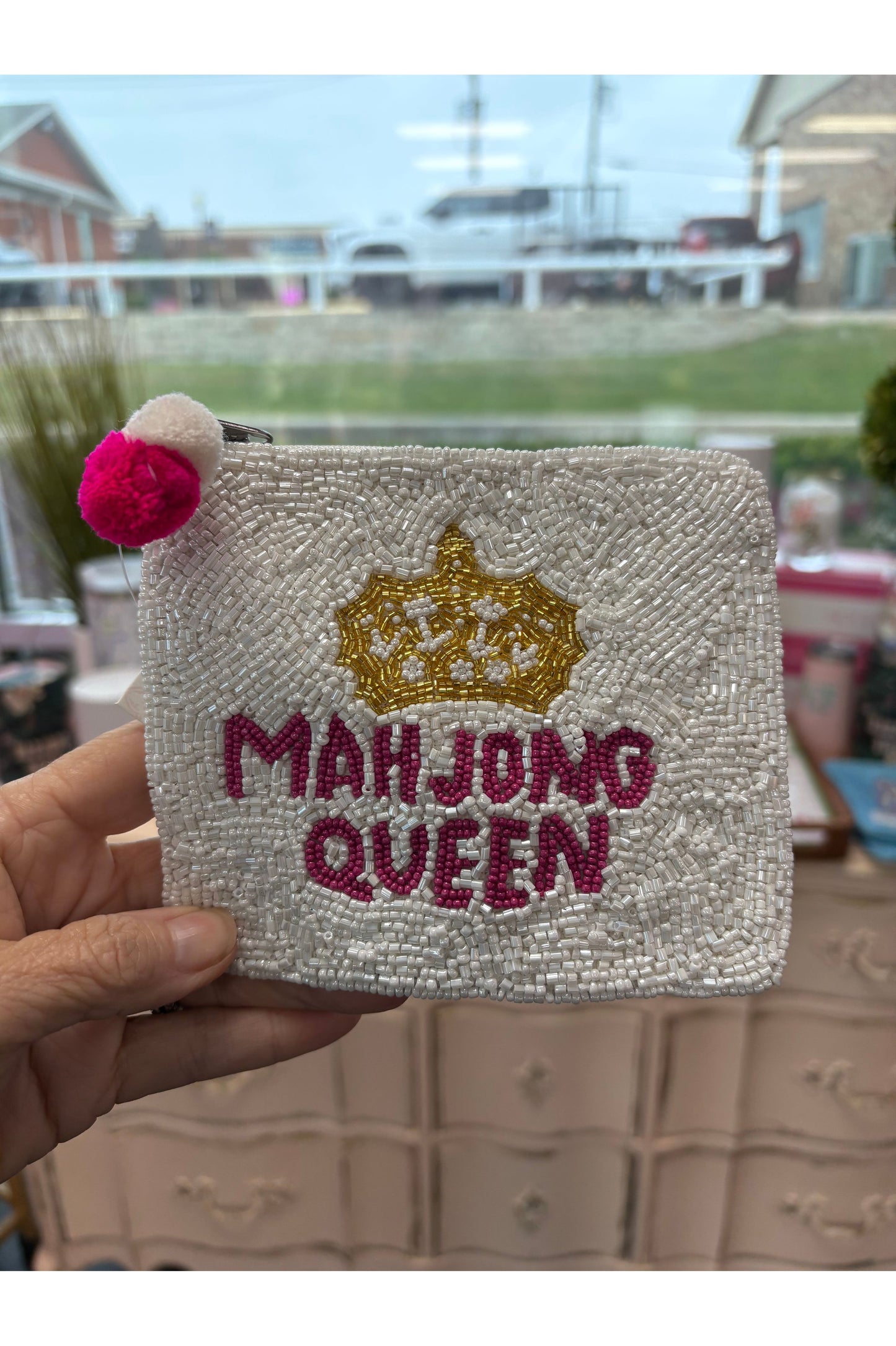 Mahjong Queen Beaded Coin Purse