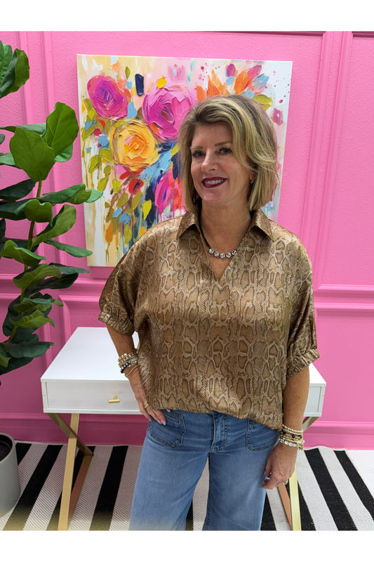 Metallic Snake Dolman Blouse