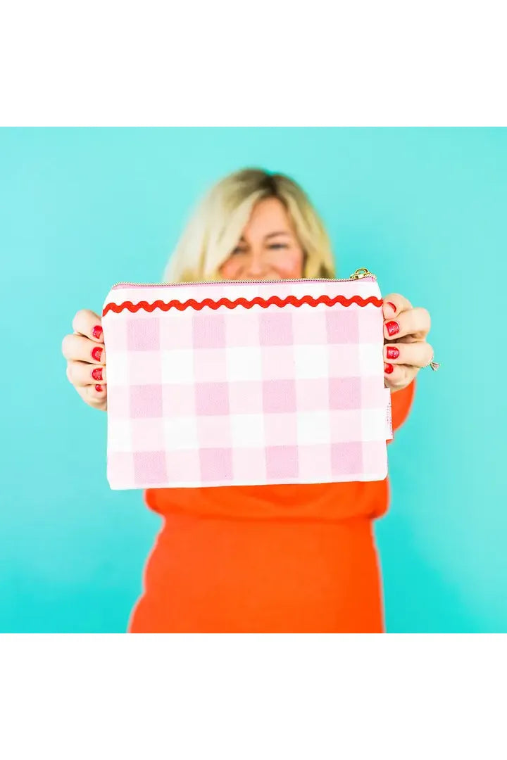 Red + Pink Pom Pom Pouch