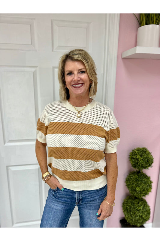 Camel Striped Sweater