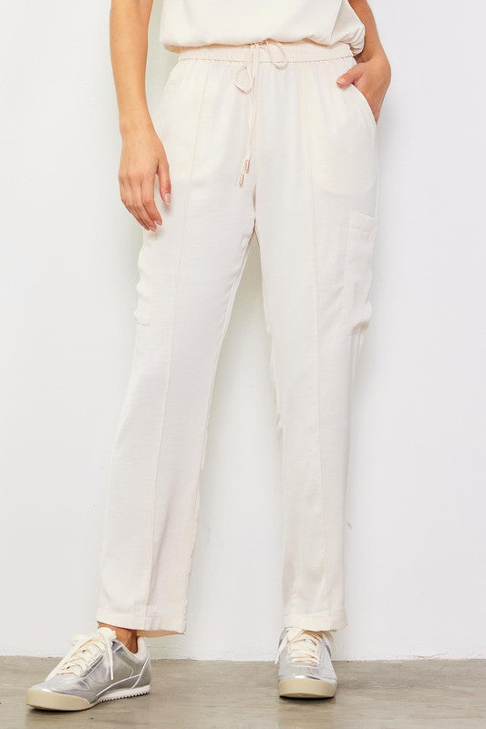 Pintucked Silky Cargo Pant