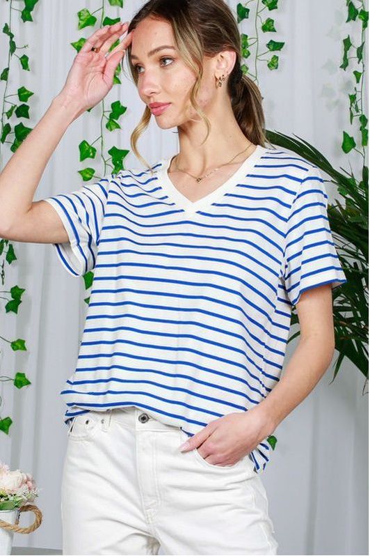 Striped VNeck Tee