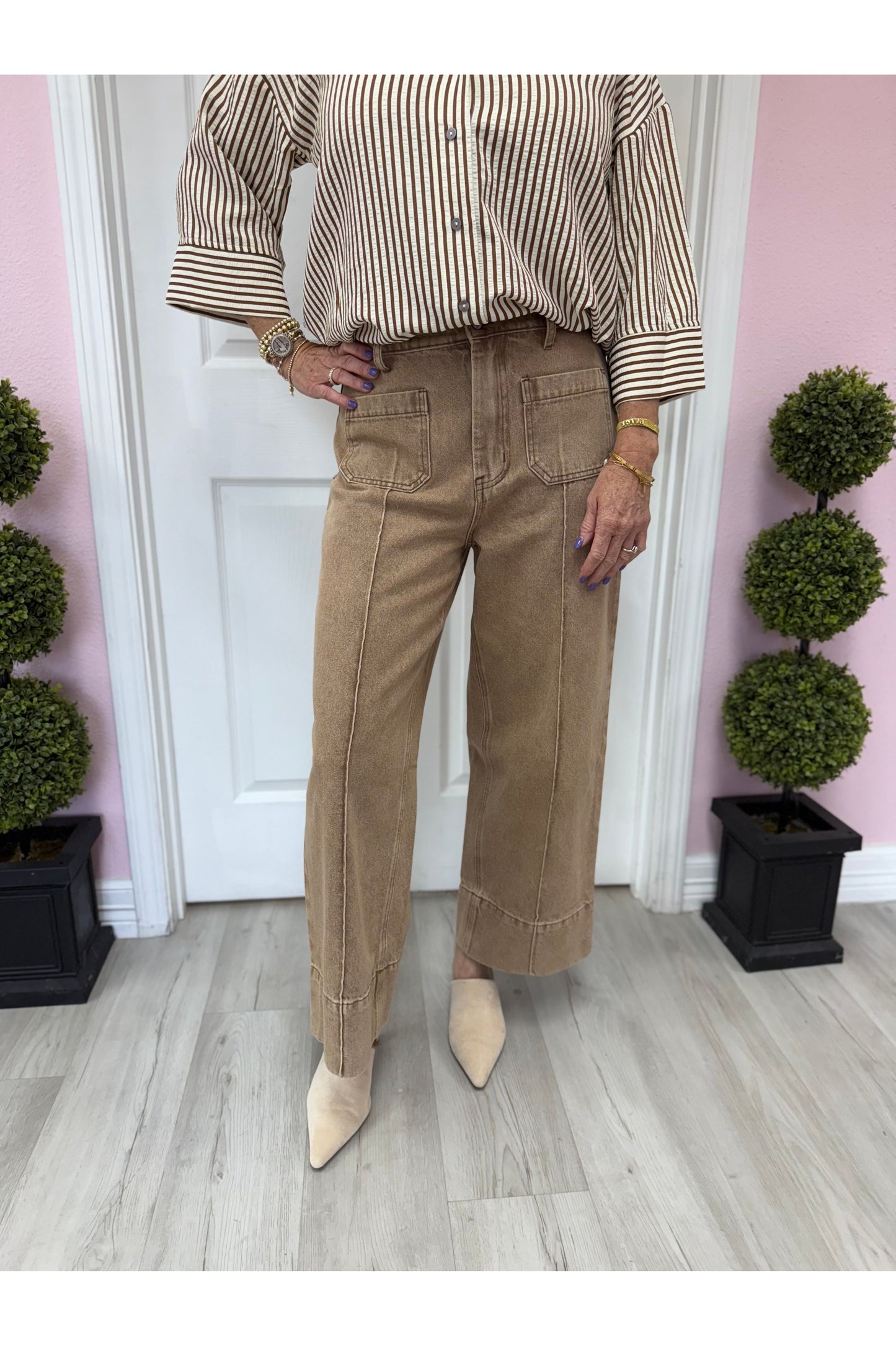 Ecru Front Pocket Pants