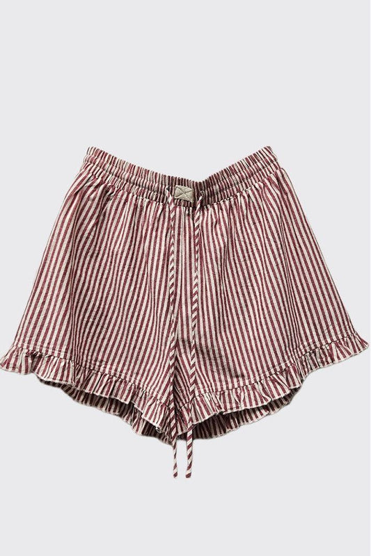 Striped Ruffle Cotton Shorts