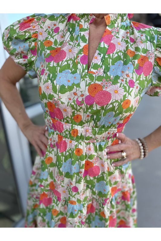 Garden Party Puff Sleeve Mini Dress