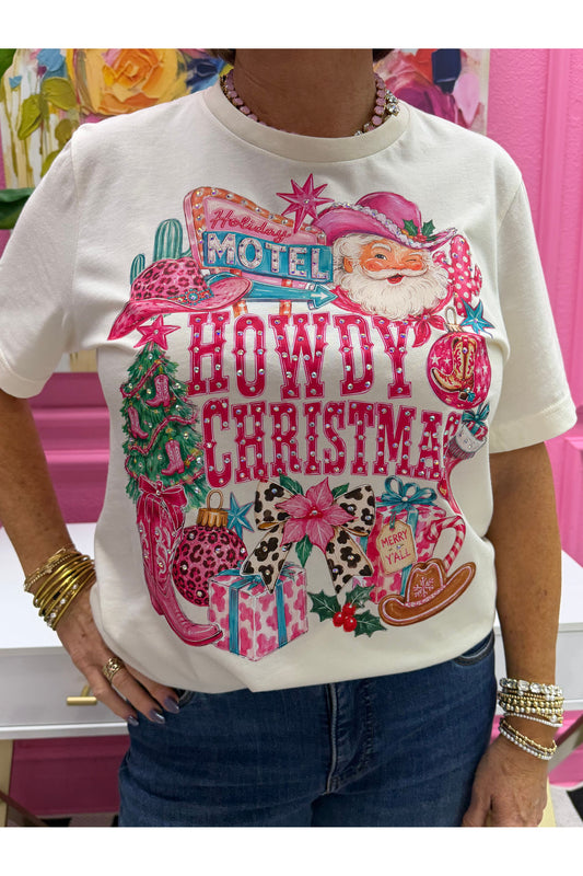 Howdy Christmas Rhinestone Graphic Tee