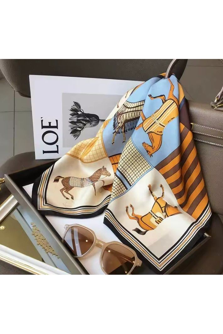 Equestrian Print Silk Scarf