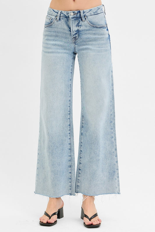 Tummy Control Wide Leg Raw Hem