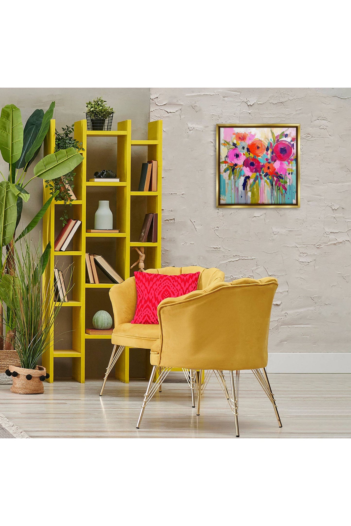 Bold Drip Roses Floater Framed Art