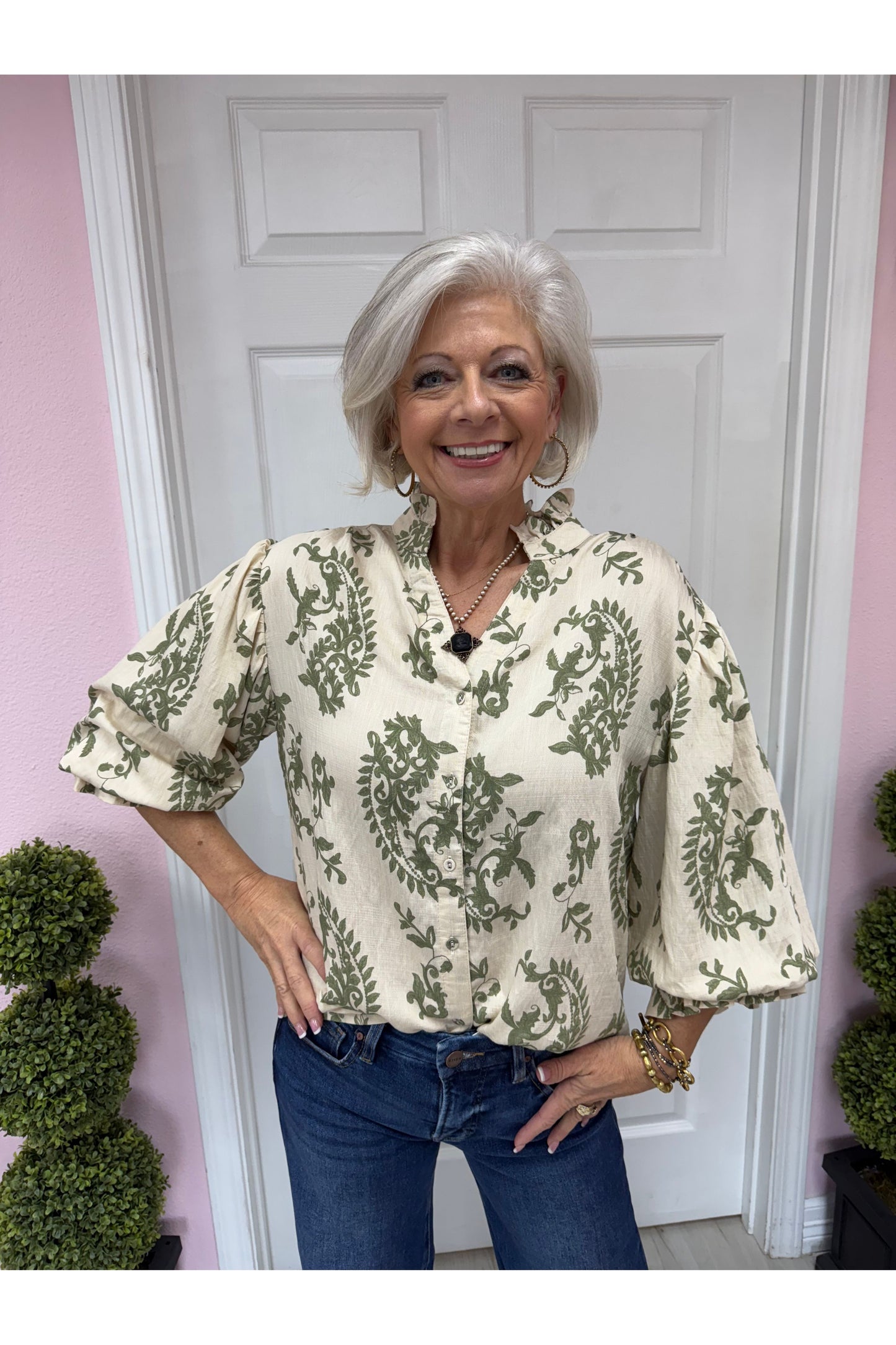 Sorrento Antique Blouse- Blue arriving approx 10/16
