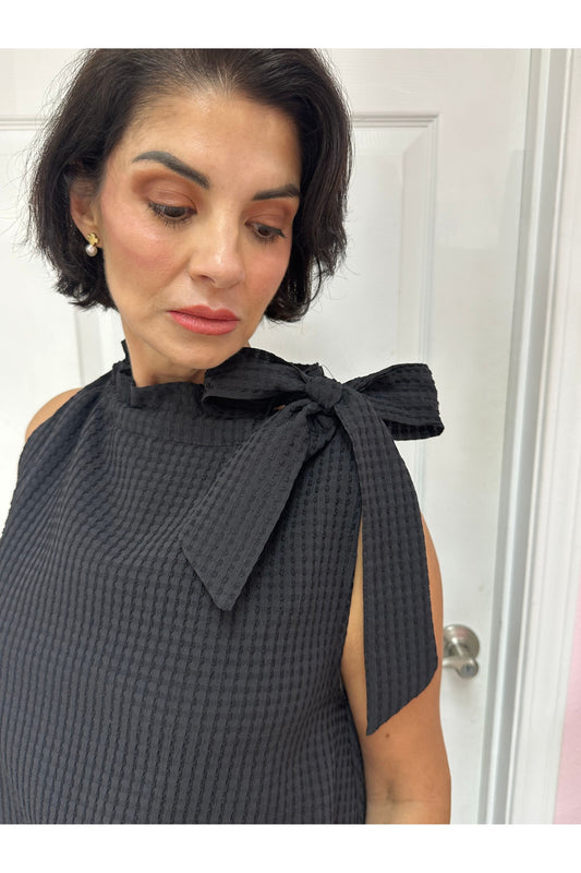 Ruffle Neck Tie Sleeveless Top