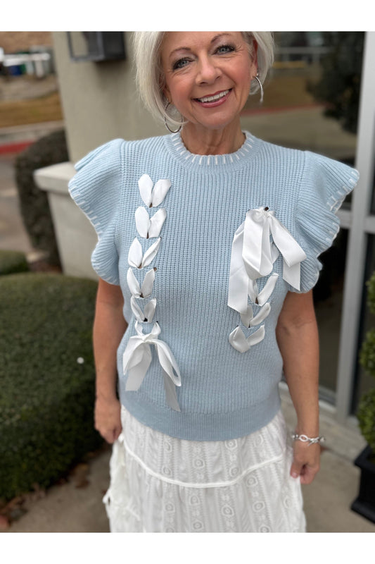 Baby Blue Ribbon Bow Sweater