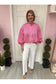 Pinstripe Bubble Sleeve Blouse