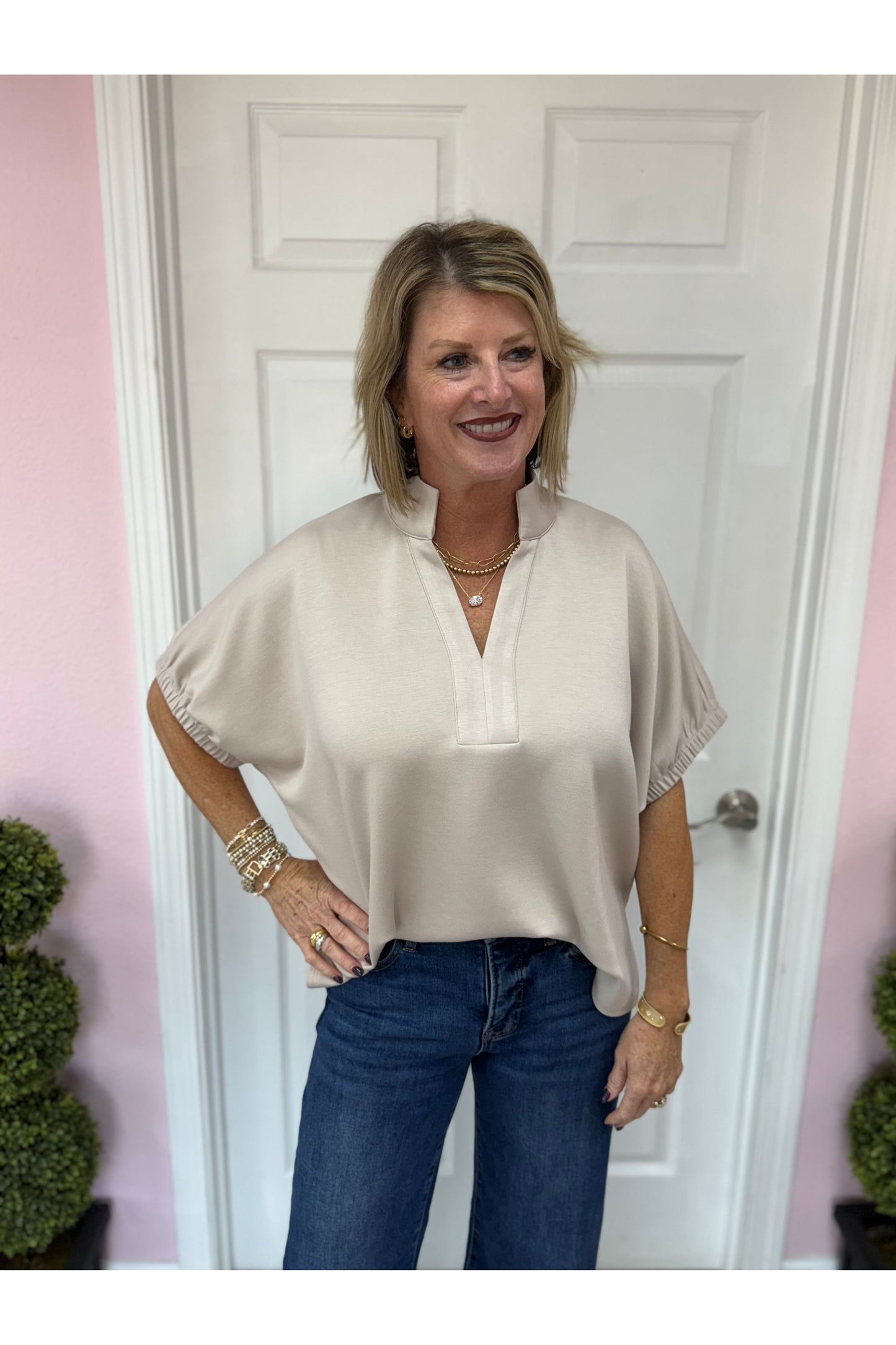 Georgia Vneck Short Sleeve Blouse