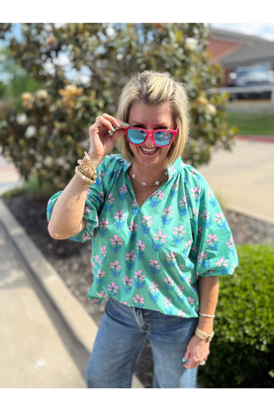 Flower Child Vneck Blouse
