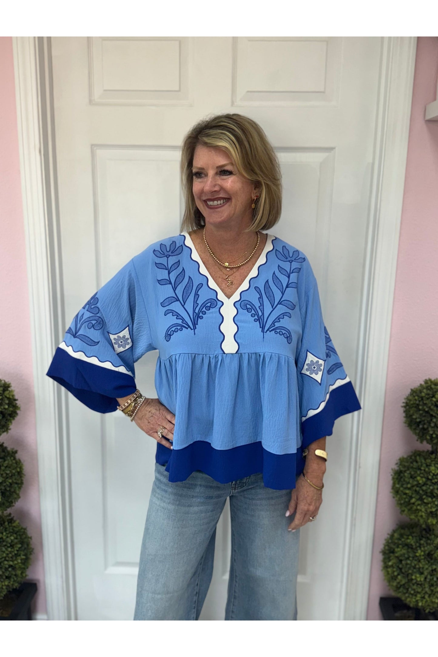 Carrie Blue Boho Blouse
