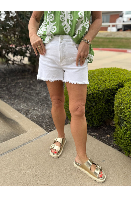 Tummy Control Fray Hem Shorts