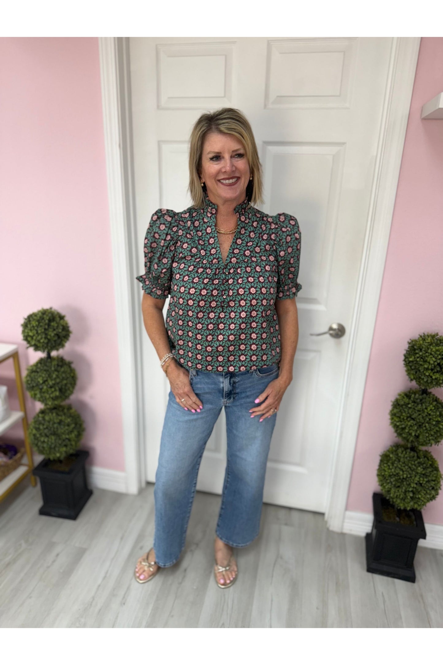 Forest Ruffle Edge Blouse