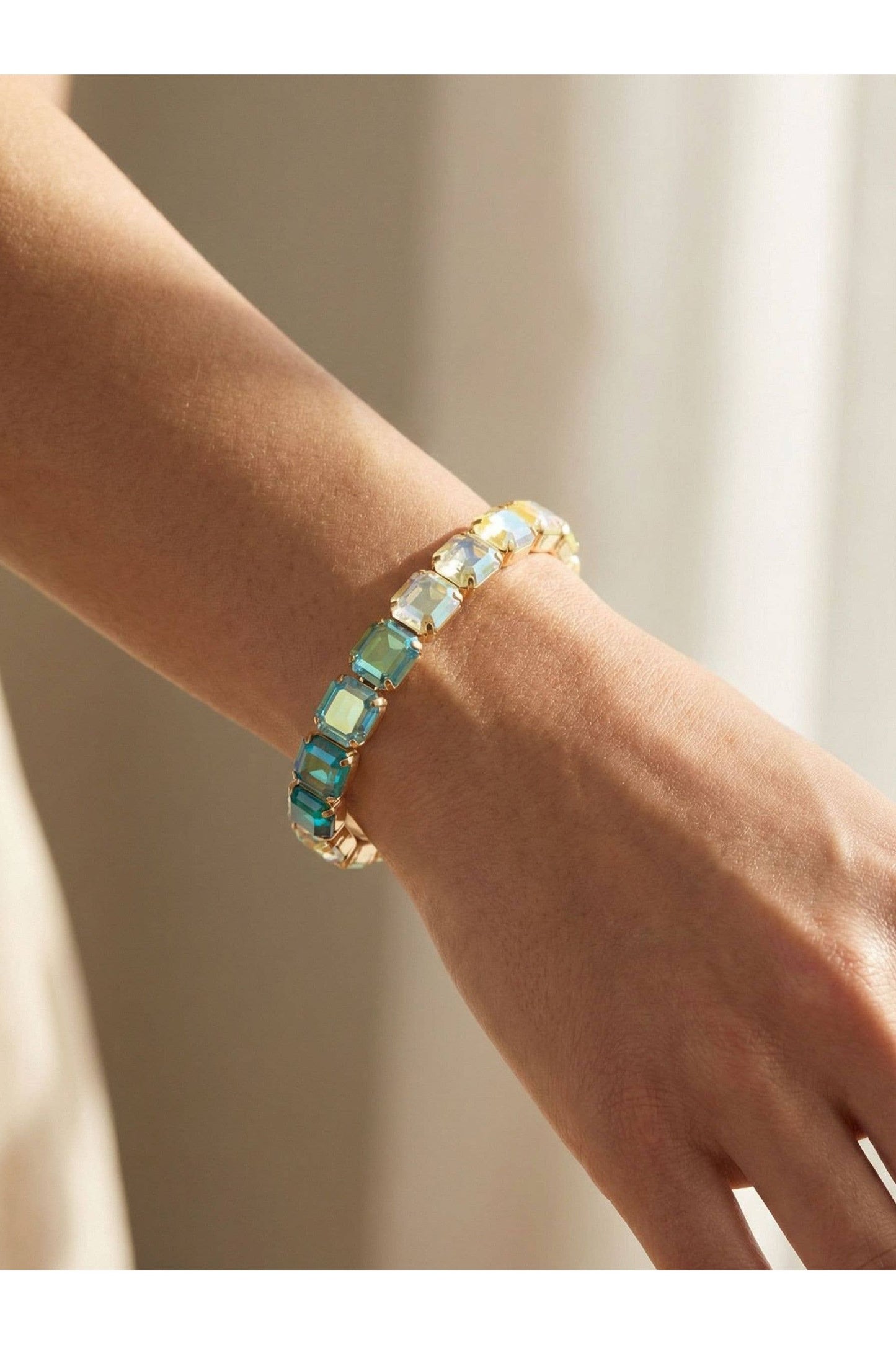 7 Inch Easton Emerald Cut Stretch Bracelet -Pastels