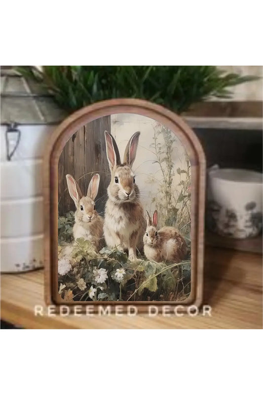 Arch Top Bunny Trio Framed Art