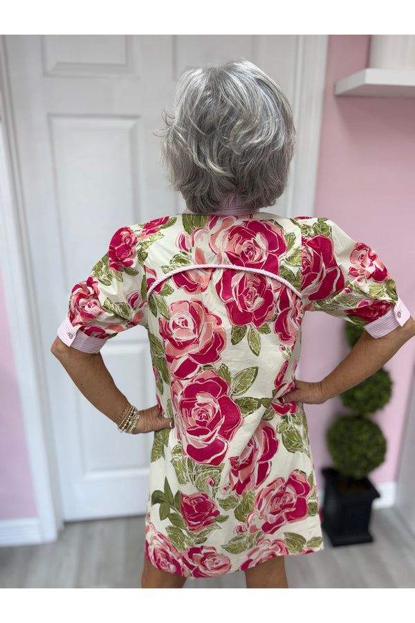 Rose w/Contrast Collar Mini