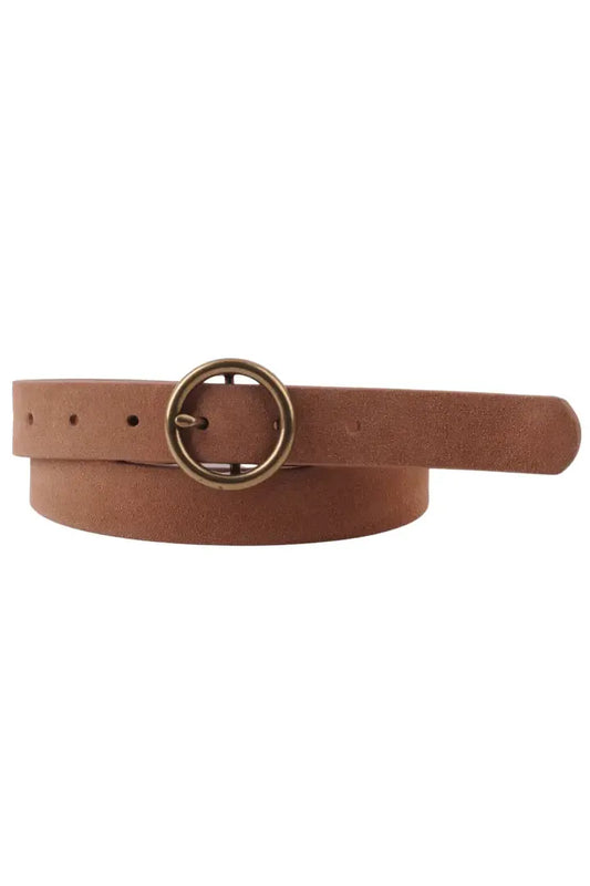 Brass Toned Circle Buckle Belt