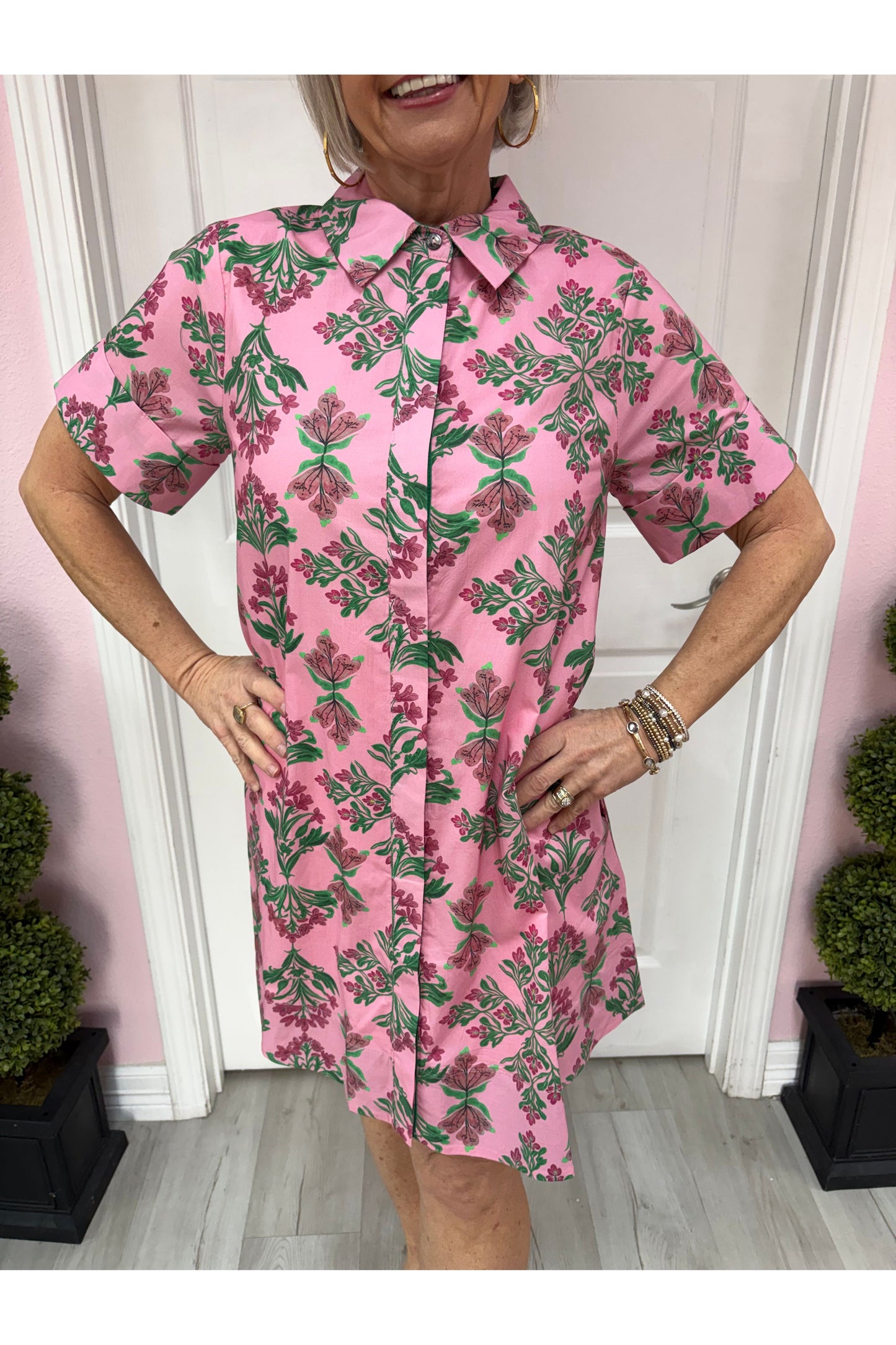 Lauren Floral Pattern Short Sleeve Dress