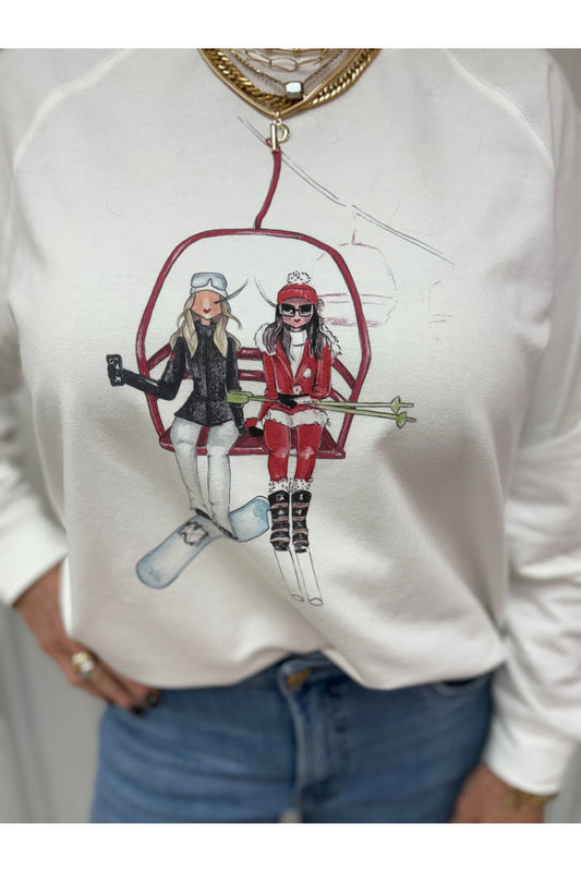 Skiing Girls Lightweight Sweatshirt