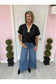 Black Bubble Sleeve Blouse