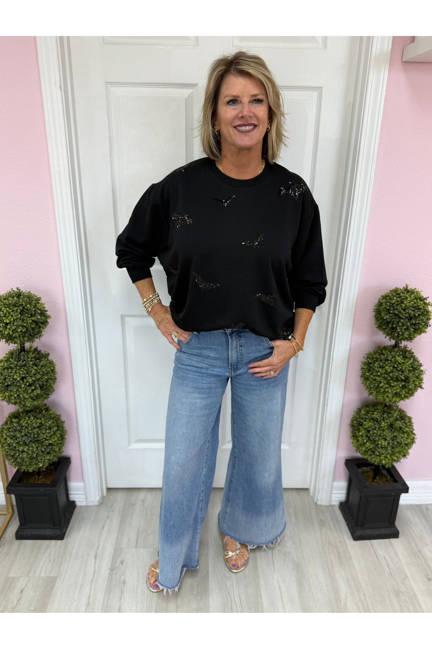 Black Sequin Bat Sweatshirt
