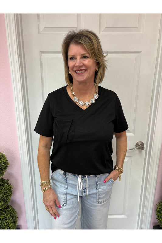 Solid Vneck Basic Tee