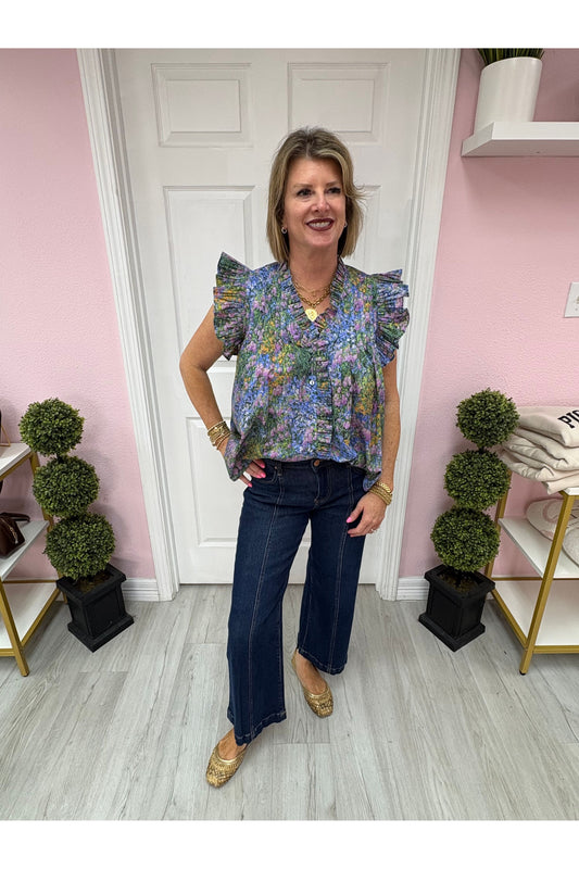 Jemma Floral Ruffle Sleeve Top