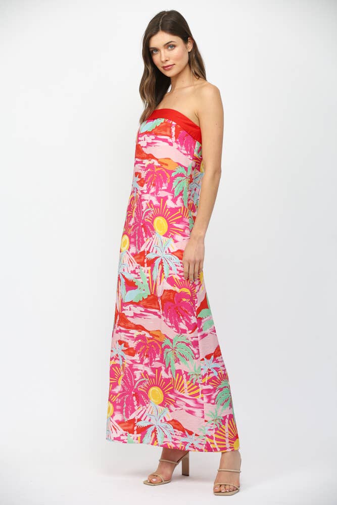 Take Me To The Beach Strapless Maxi